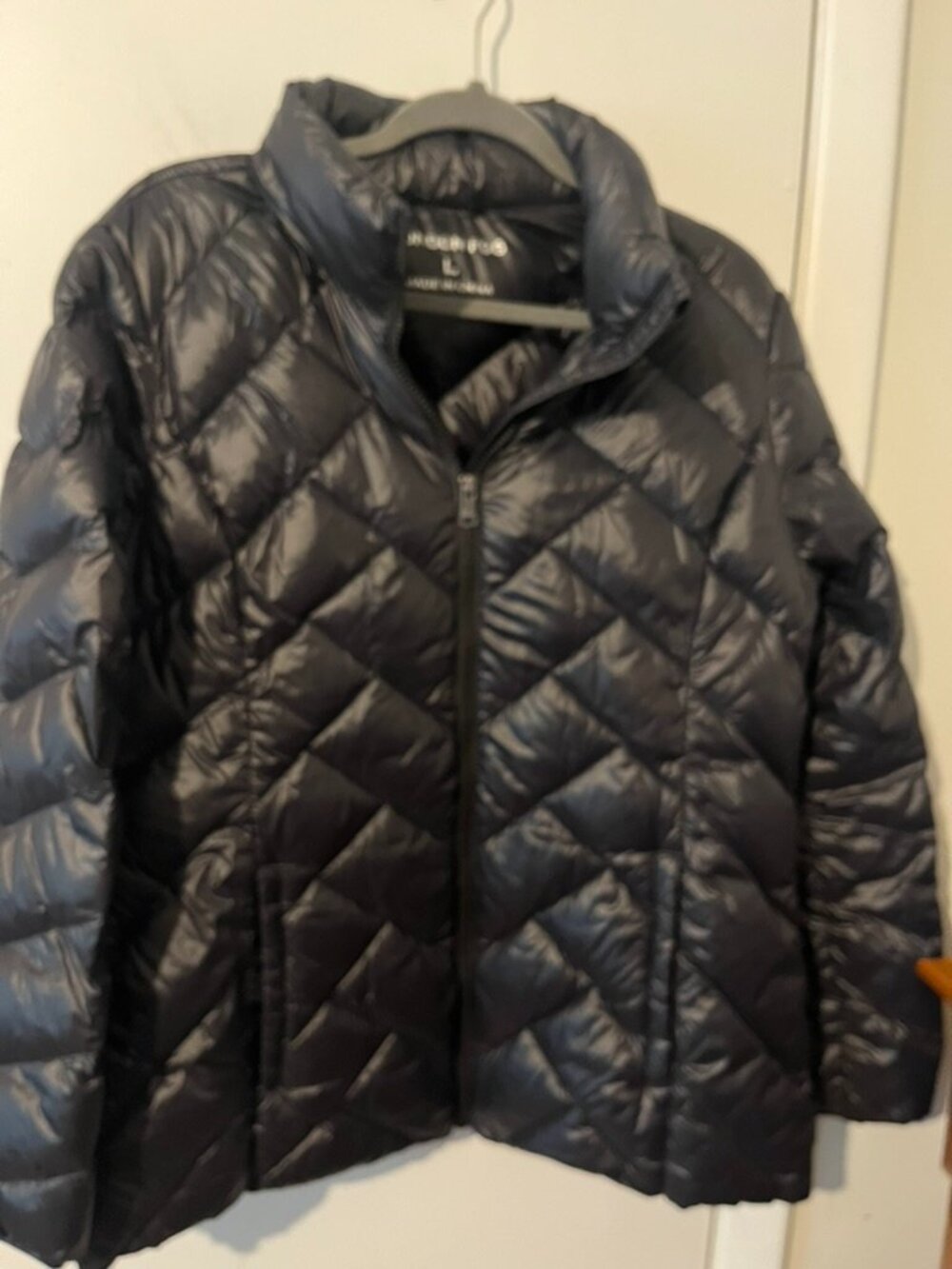 LONDON FOG WOMENS BLACK PACKABLE PUFFER SZ L